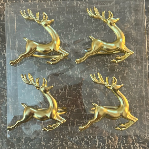 Reindeer Napkin Rings or Holders - Gold - 12 piece set - Picture 2 of 5